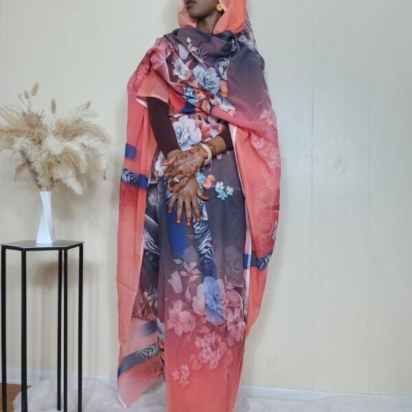 Flowery Sudanese toub digital printed.