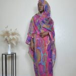 Sudanese Toub Cotton Fabric, East African Maxi Dress, Digital Print Lafaya