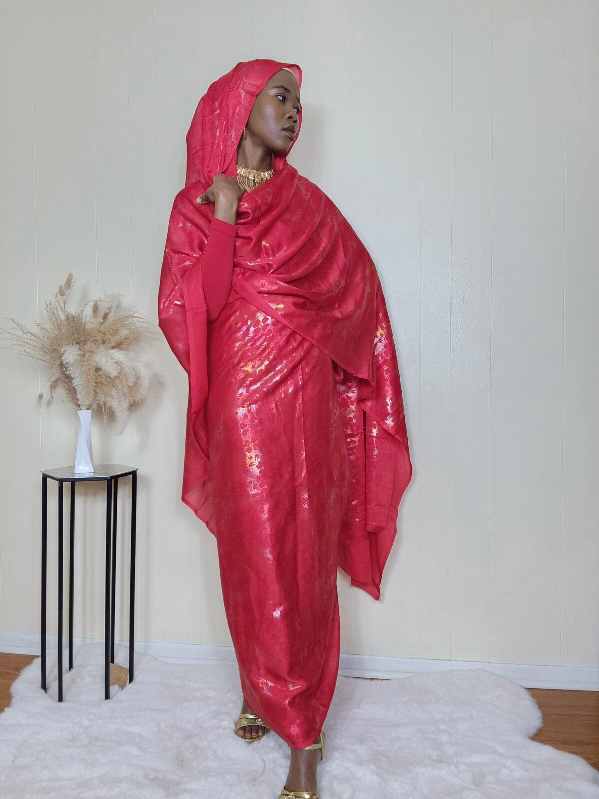 Gold Lurex Chiffon Sudanese Toub, East African Fabric. - Image 11