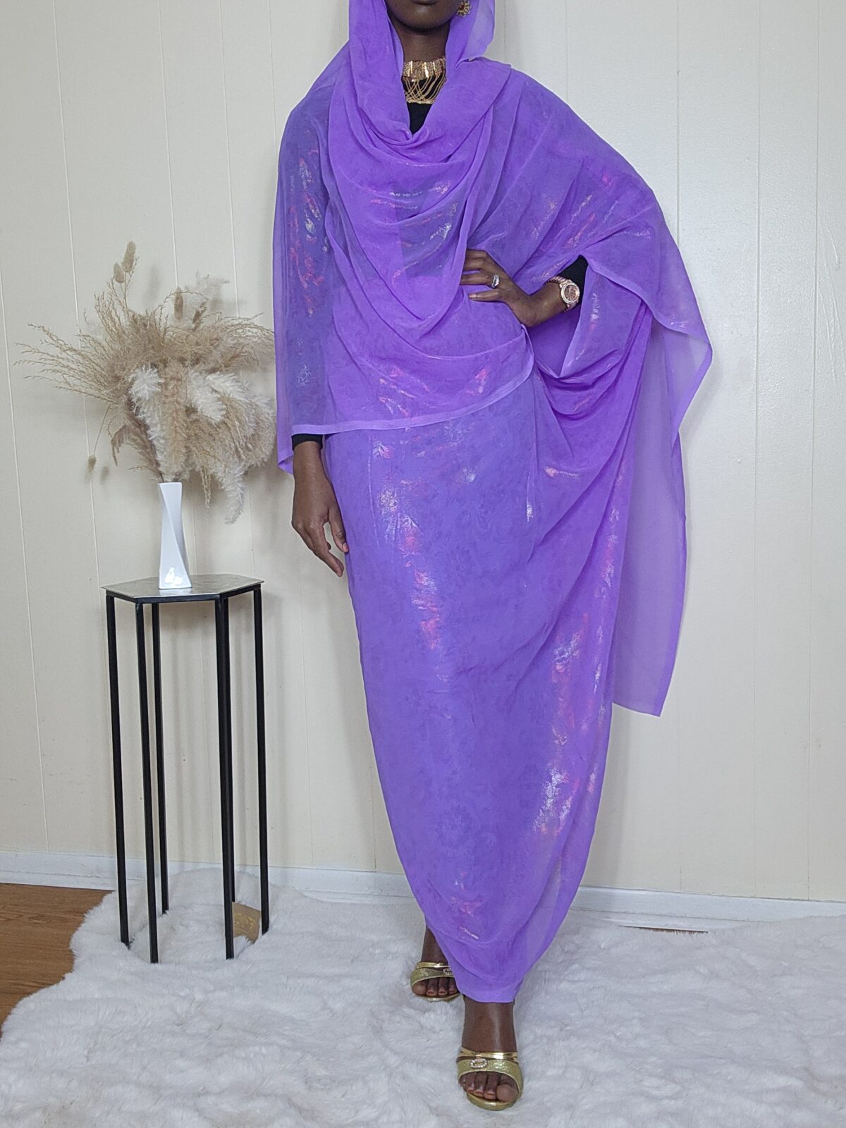 Gold Lurex Chiffon Sudanese Toub, East African Fabric. - Image 6
